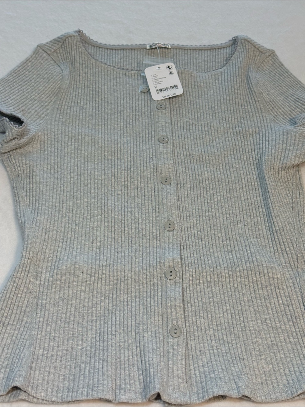 New Free People Cardigan. Light Heather Gray. Medium - Picture 2 of 6